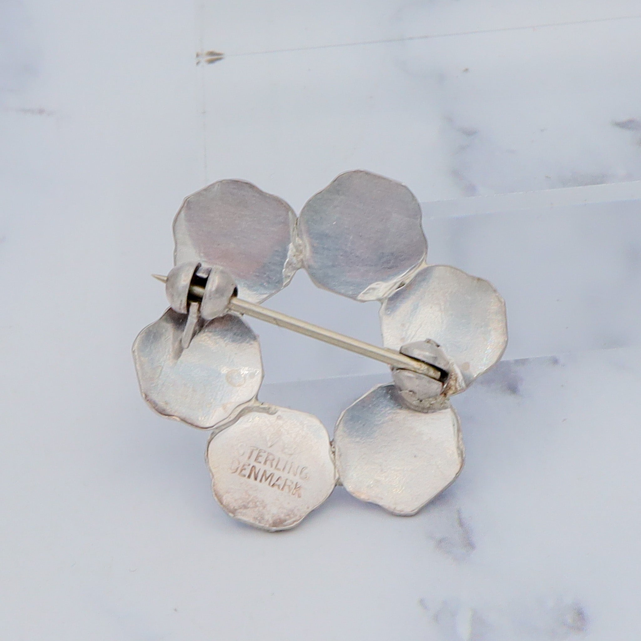 Vintage Mid Century Volmer Bahner Denmark sterling guilloche enamel brooch